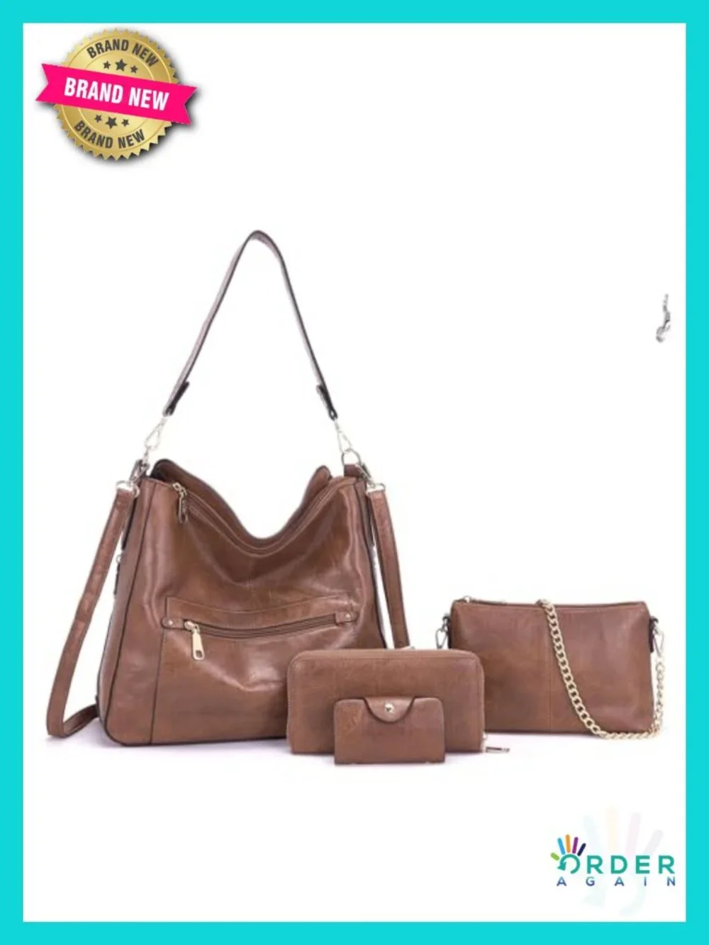 Large PU Leather Hobo Crossbody Bag Set with Wallet and Card Holder
